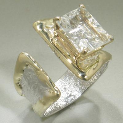 14K Gold & Crystalline Silver White Topaz Ring - 27954-Shelli Kahl-Renee Taylor Gallery