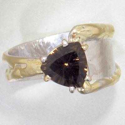 14K Gold & Crystalline Silver Smoky Quartz Ring - 28029-Shelli Kahl-Renee Taylor Gallery