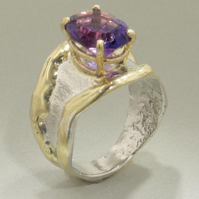 14K Gold & Crystalline Silver Amethyst Ring - 28038-Shelli Kahl-Renee Taylor Gallery