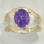 14K Gold & Crystalline Silver Amethyst Ring - 28038-Shelli Kahl-Renee Taylor Gallery