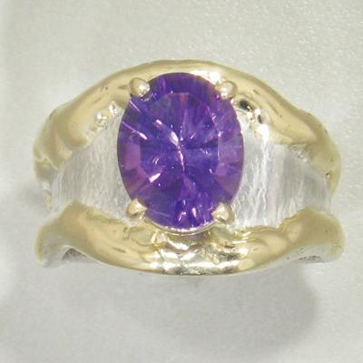 14K Gold & Crystalline Silver Amethyst Ring - 28038-Shelli Kahl-Renee Taylor Gallery