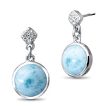 Bliss Round Earrings - Eblis00-00-Marahlago Larimar-Renee Taylor Gallery