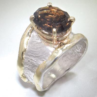 14K Gold & Crystalline Silver Smoky Quartz Ring - 28287-Shelli Kahl-Renee Taylor Gallery
