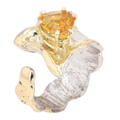 14K Gold & Crystalline Silver Citrine Ring - 28308-Shelli Kahl-Renee Taylor Gallery