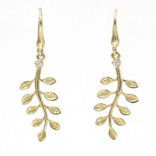 14K Yellow & White Gold Diamond Earrings - 901D+W-Y-Leon Israel Designs-Renee Taylor Gallery