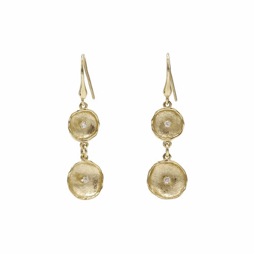 14K Yellow Gold Diamond Earrings - 812CD+W-Y-Leon Israel Designs-Renee Taylor Gallery
