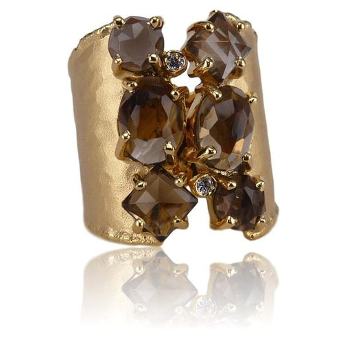 Marika Diamond, Smokey Quartz & Gold Ring - M2872-Marika-Renee Taylor Gallery