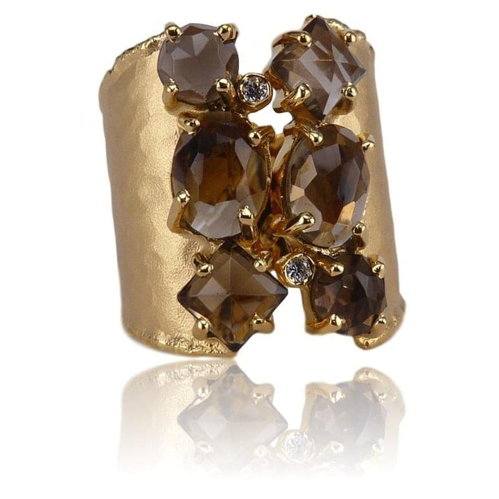 14K Gold, Diamond & Smokey Quartz Ring - M2872-Marika-Renee Taylor Gallery