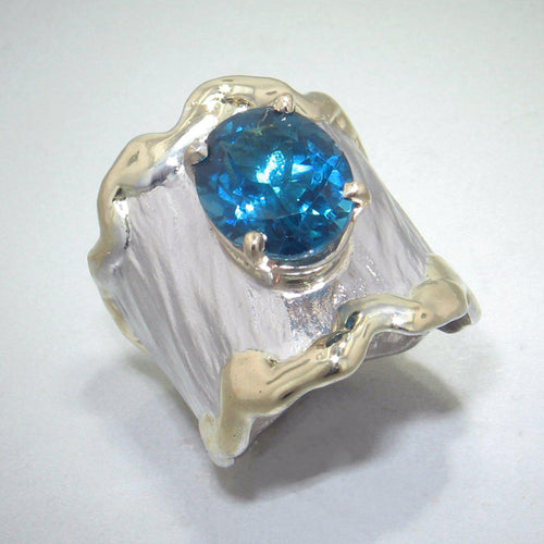 14K Gold & Crystalline Silver London Blue Topaz Ring - 28985-Shelli Kahl-Renee Taylor Gallery