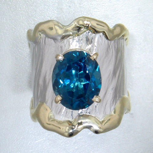 14K Gold & Crystalline Silver London Blue Topaz Ring - 28985-Shelli Kahl-Renee Taylor Gallery