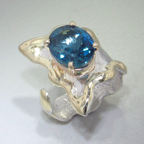 14K Gold & Crystalline Silver London Blue Topaz Ring - 28986-Shelli Kahl-Renee Taylor Gallery
