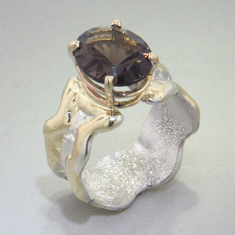14K Gold & Crystalline Silver Smoky Quartz Ring - 28994-Shelli Kahl-Renee Taylor Gallery