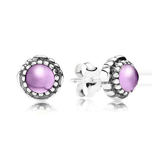 Stud Birthday Blooms February Amethyst Earrings - 290543AM-Pandora-Renee Taylor Gallery