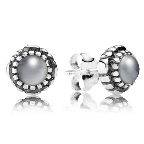 Birthday Blooms June Grey Moonstone Earrings - 290543MSG-Pandora-Renee Taylor Gallery