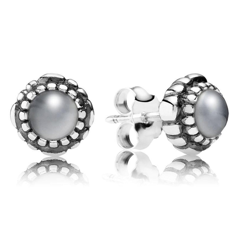 Birthday Blooms June Grey Moonstone Earrings - 290543MSG-Pandora-Renee Taylor Gallery