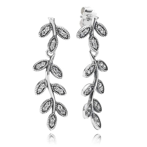 Charm Sparkling Leaves Clear Cubic Zirconia Earrings - 290565CZ-Pandora-Renee Taylor Gallery
