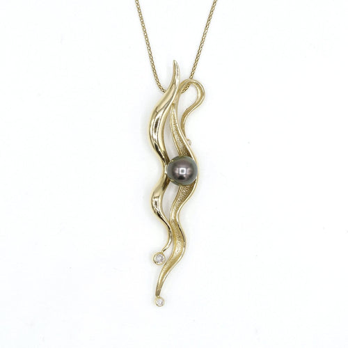 14k Gold & Pearl, Diamond Pendant - 381DTA-Y+YCH-Leon Israel Designs-Renee Taylor Gallery