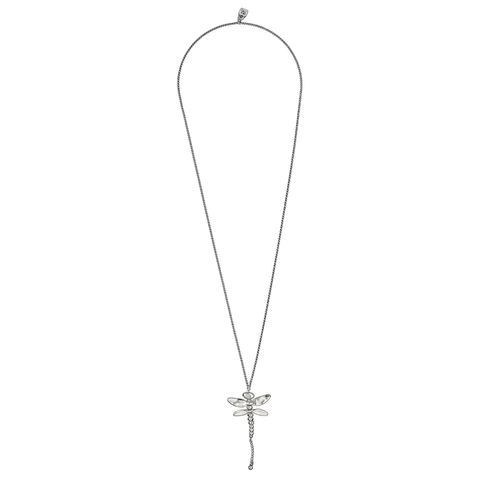 Long Dragonfly Sterling Silver Plated Necklace - COL0976MTL0000U-UNO de 50-Renee Taylor Gallery