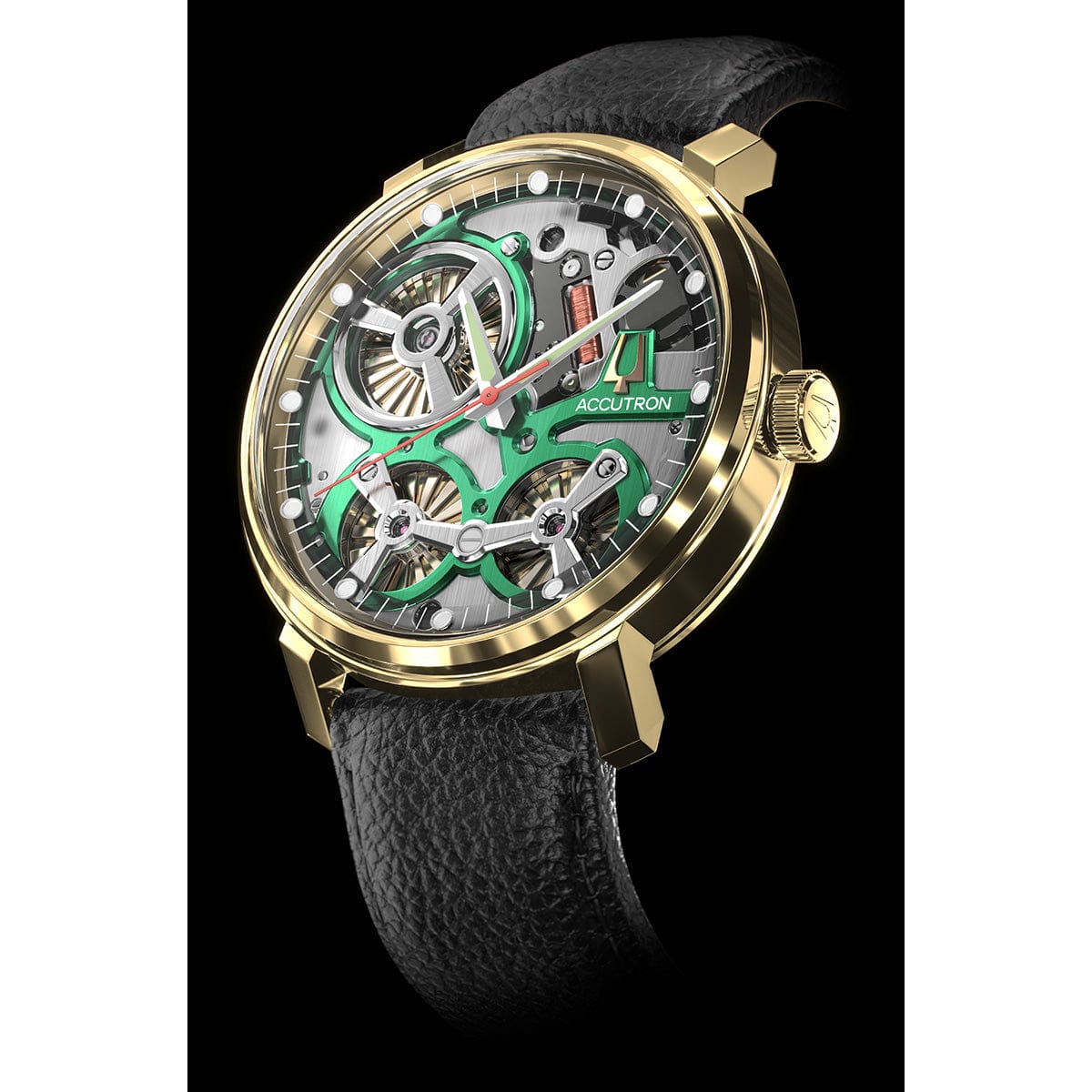 Spaceview SPACEVIEW 2020 WATCH - BLACK/GREEN/18K GOLD - Accutron