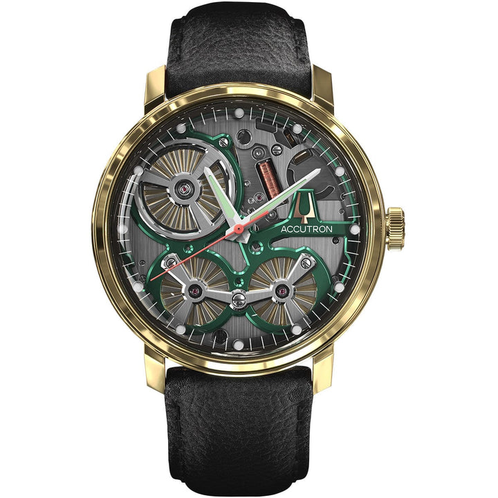 Spaceview 2020 Watch - Black/Green/18K Gold - 2ES7A001-Accutron-Renee Taylor Gallery