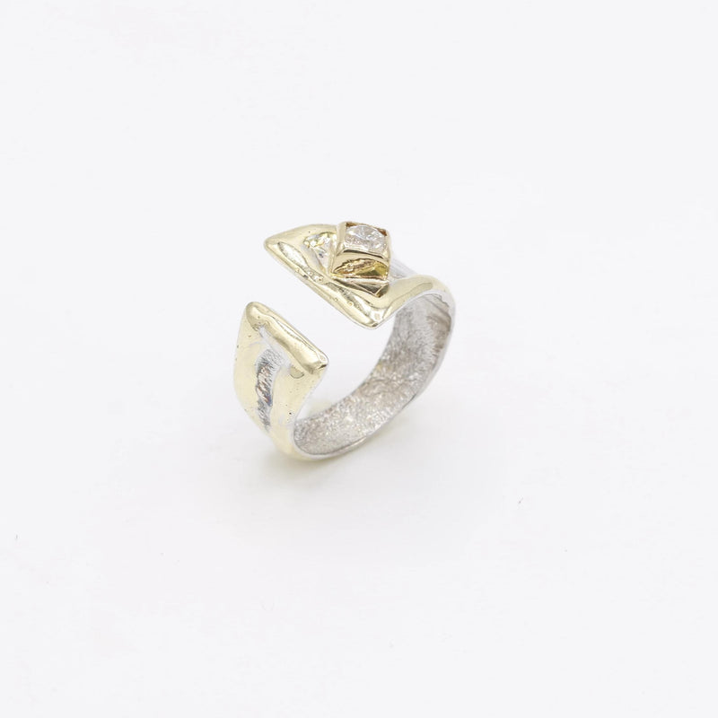 14K Gold & Crystalline Silver Diamond Ring - 30581-Shelli Kahl-Renee Taylor Gallery