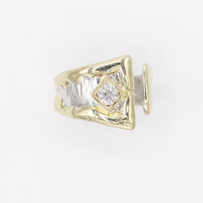 14K Gold & Crystalline Silver Diamond Ring - 30581-Shelli Kahl-Renee Taylor Gallery