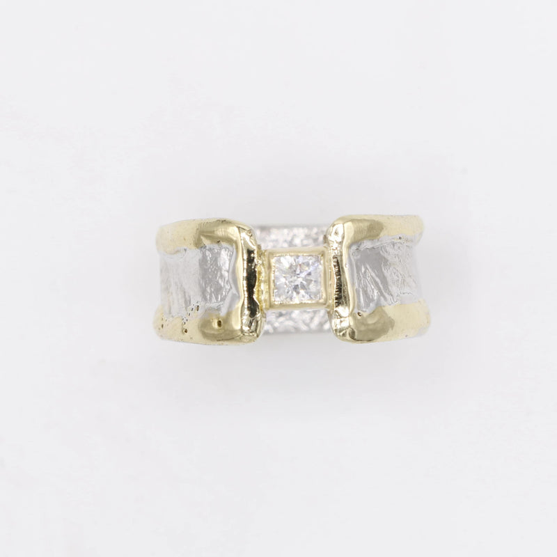 14K Gold & Crystalline Silver Diamond Ring - 30583-Shelli Kahl-Renee Taylor Gallery