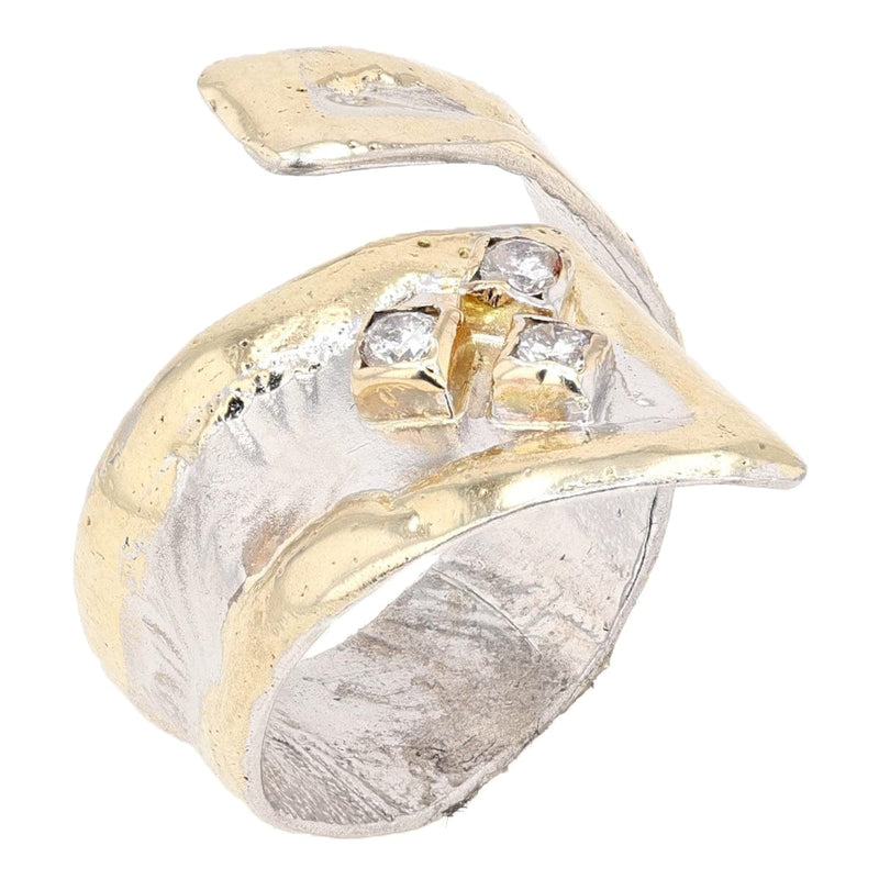 14K Gold & Crystalline Silver Diamond Ring - 30584-Shelli Kahl-Renee Taylor Gallery