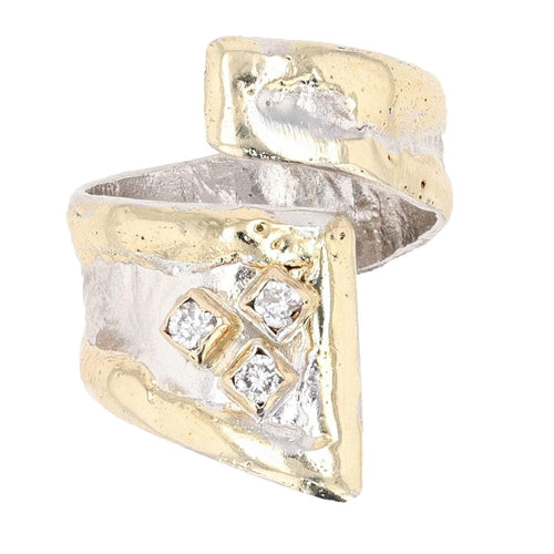14K Gold & Crystalline Silver Diamond Ring - 30584-Shelli Kahl-Renee Taylor Gallery