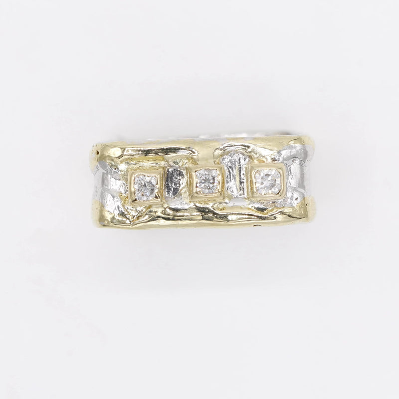 14K Gold & Crystalline Silver Diamond Ring - 30585-Shelli Kahl-Renee Taylor Gallery