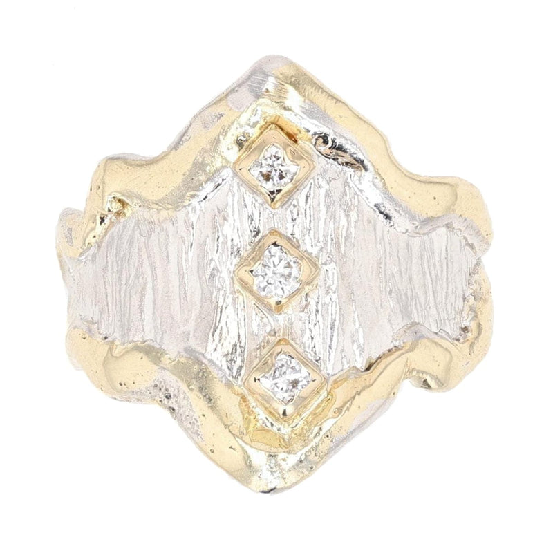 14K Gold & Crystalline Silver Diamond Ring - 30590-Shelli Kahl-Renee Taylor Gallery