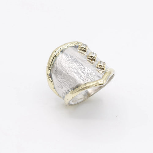 14K Gold & Crystalline Silver Diamond Ring - 30592-Shelli Kahl-Renee Taylor Gallery