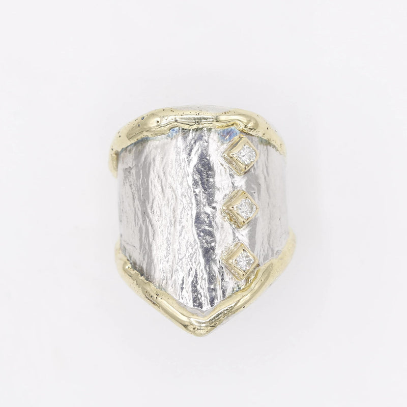 14K Gold & Crystalline Silver Diamond Ring - 30592-Shelli Kahl-Renee Taylor Gallery