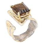 14K Gold & Crystalline Silver Cognac Quartz Ring - 30595-Shelli Kahl-Renee Taylor Gallery