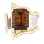 14K Gold & Crystalline Silver Cognac Quartz Ring - 30595-Shelli Kahl-Renee Taylor Gallery