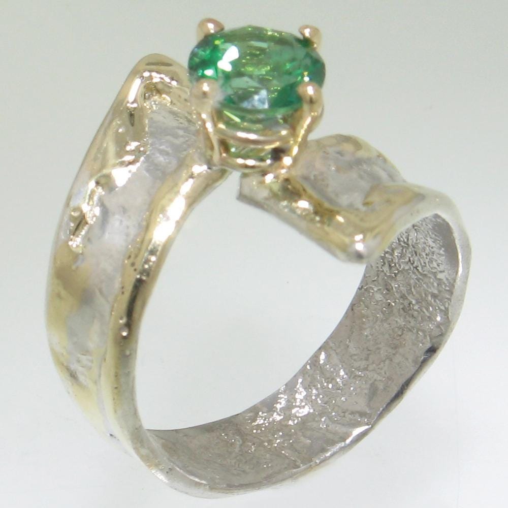 14K Gold & Crystalline Silver Rainforest Green Topaz Ring - 30828-Shelli Kahl-Renee Taylor Gallery