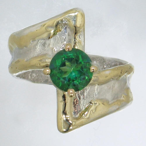 14K Gold & Crystalline Silver Rainforest Green Topaz Ring - 30828-Shelli Kahl-Renee Taylor Gallery