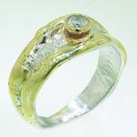 14K Gold & Crystalline Silver Diamond Ring - 30843-Shelli Kahl-Renee Taylor Gallery