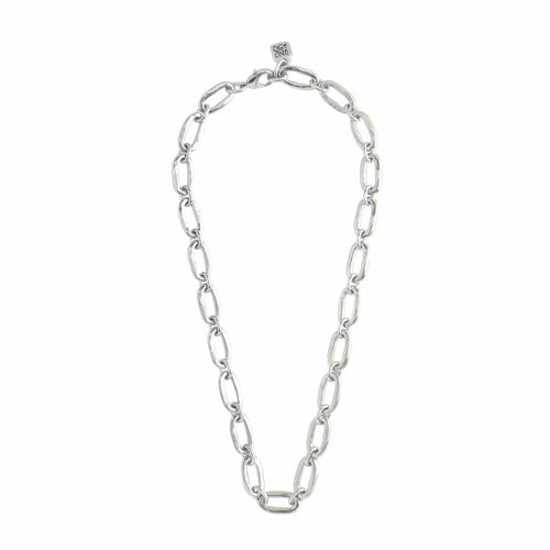 Link Sterling Silver Plated Necklace - COL0729MTL0000U-UNO de 50-Renee Taylor Gallery