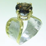 14K Gold & Crystalline Silver Smoky Quartz Ring - 31087-Shelli Kahl-Renee Taylor Gallery