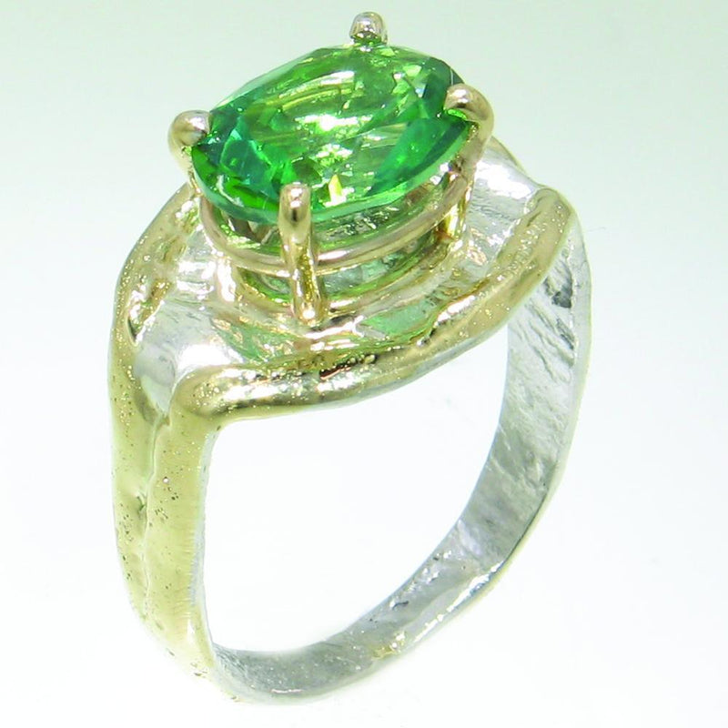 14K Gold & Crystalline Silver Rainforest Green Topaz Ring - 31092-Shelli Kahl-Renee Taylor Gallery