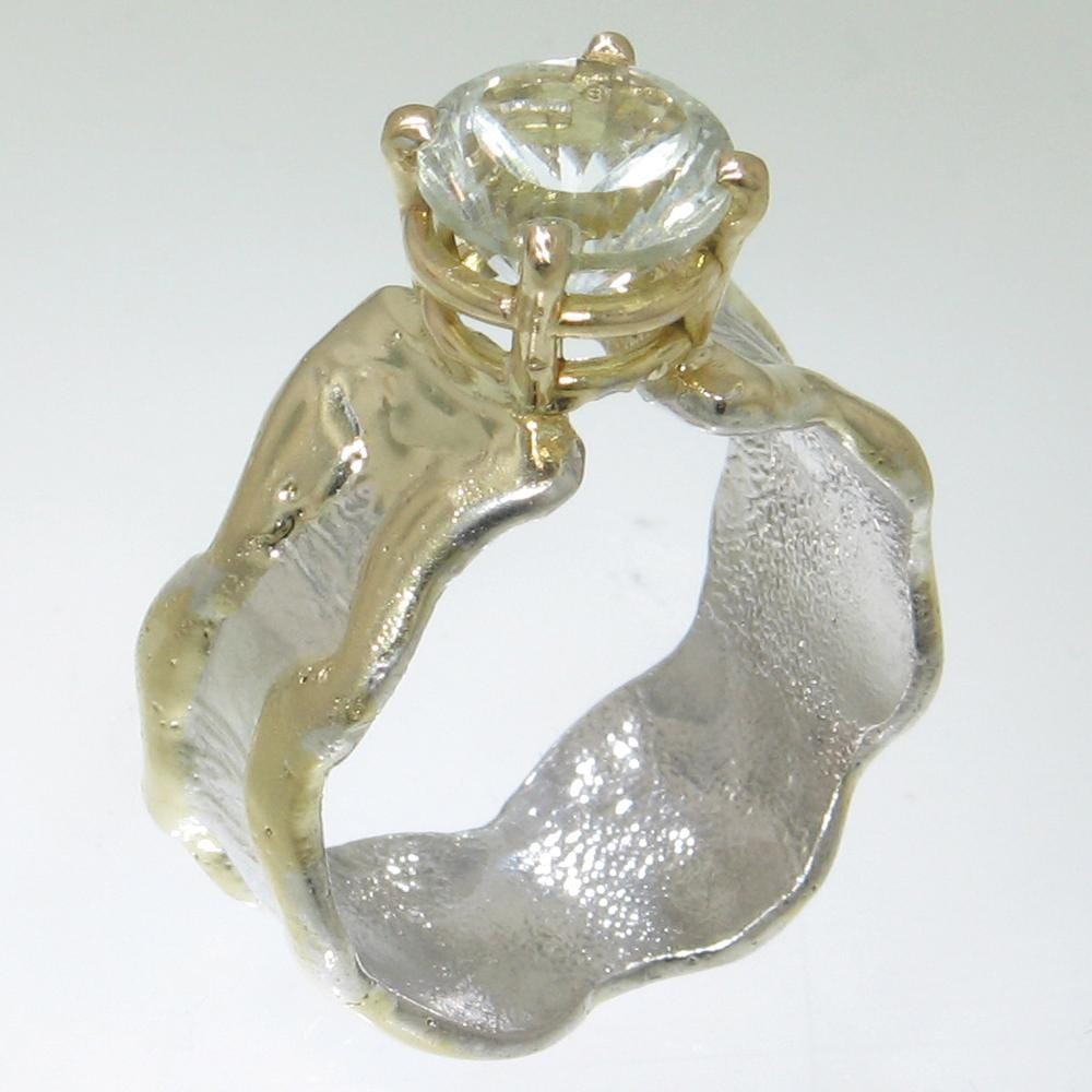 14K Gold & Crystalline Silver Prasiolite Ring - 31097-Shelli Kahl-Renee Taylor Gallery