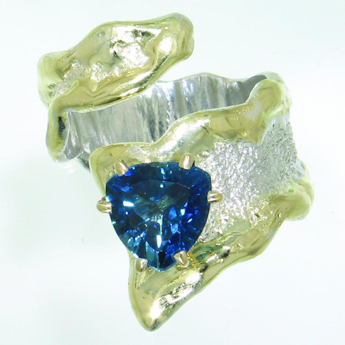 14K Gold & Crystalline Silver London Blue Topaz Ring - 31103-Shelli Kahl-Renee Taylor Gallery