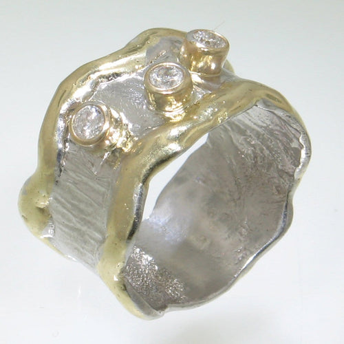 14K Gold & Crystalline Silver Diamond Ring - 31116-Shelli Kahl-Renee Taylor Gallery