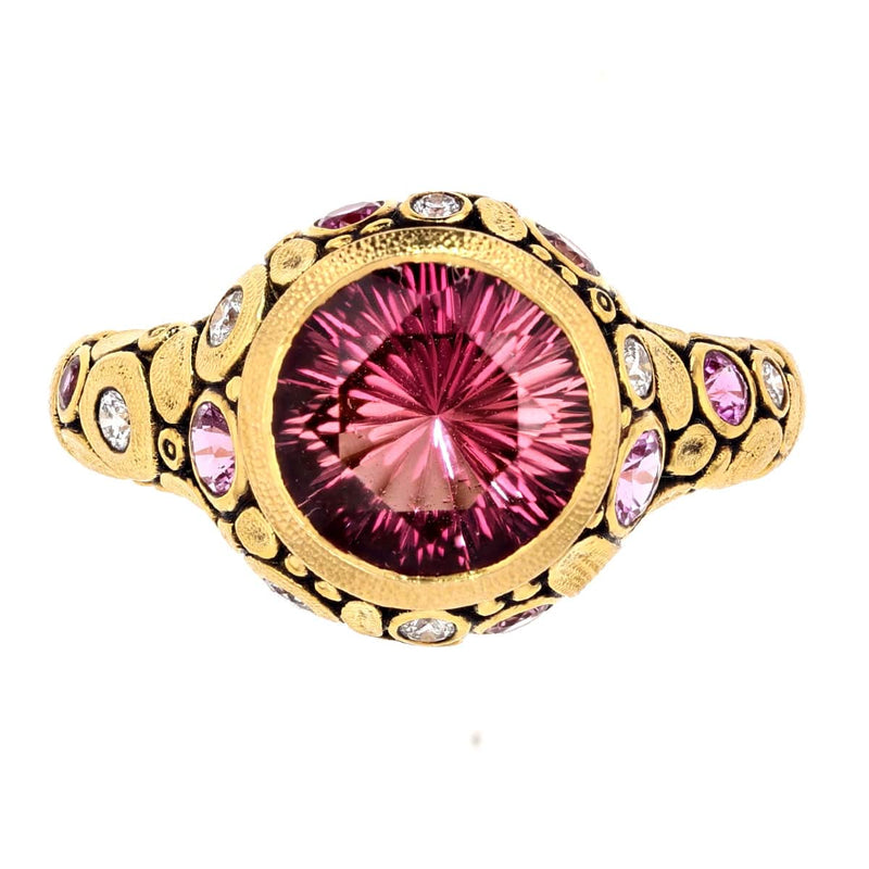 18K Circle Pink Tourmaline & Diamond Ring - R-84DS-Alex Sepkus-Renee Taylor Gallery