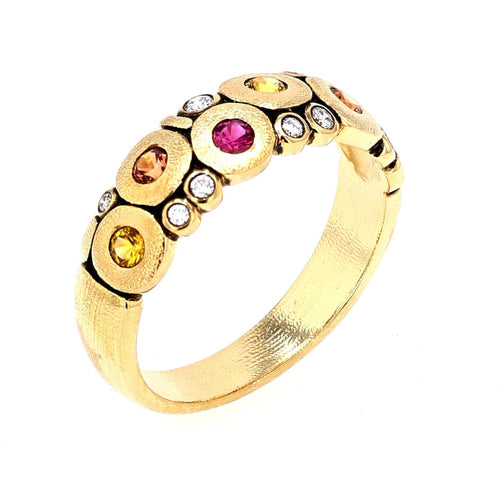 18K "Candy" Fire Mix Sapphire & Diamond Dome Ring - R-122S-Alex Sepkus-Renee Taylor Gallery
