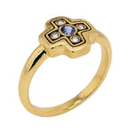 18K "Little Cross" Blue Sapphire & Diamond Ring - R-162S-Alex Sepkus-Renee Taylor Gallery