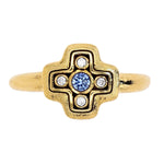 18K "Little Cross" Blue Sapphire & Diamond Ring - R-162S-Alex Sepkus-Renee Taylor Gallery