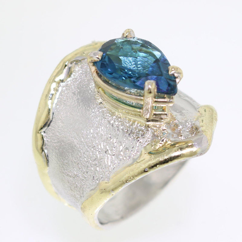 14K Gold & Crystalline Silver London Blue Topaz Ring - 31923-Shelli Kahl-Renee Taylor Gallery