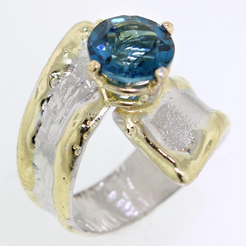 14K Gold & Crystalline Silver London Blue Topaz Ring - 31925-Shelli Kahl-Renee Taylor Gallery
